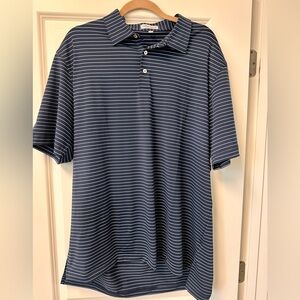 Peter Millar Navy Blue Striped Polo Shirt